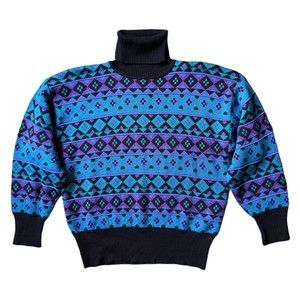 Segrets Sun Prints SSP Vintage Turtleneck Sweater Medium 90's Tribal Pattern M